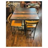 Oak Street Manufacturing Fortress Series Wood Table Top & Oak Street Industrial Series Bar Stools