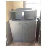 Double Station Waste Receptacle with Tray Return Shelf