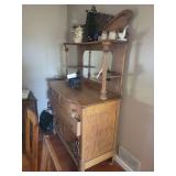 Quarter Sawn Oak Sideboard Buffet with Mirror Back and Carved Details