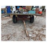 Flatbed Farm Wagon with Wooden Deck and Metal Frame