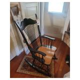 Black and Natural Wood Spindle Back Rocking Chair
