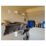 Lot of Garage Organization Shelves, Cleaning Supplies, Hardware, and Accessories