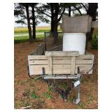 Utility Trailer with Wooden Stake Sides and Ramping Gate