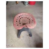 Industrial Implement Seat Stool with Cast Iron Base and Metal Pan