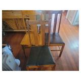 Set of Four Wooden Dining Chairs with Mission Style Slat Backs