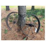 Set of Cast Iron Spoked Wheels with Axle