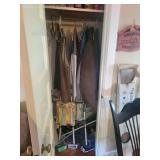 Closet Lot with Outerwear, Mobility Aids, and Cleaning Supplies