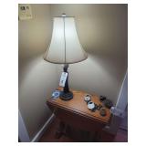 Wooden Drop-Leaf Accent Table with Turned Spindle Base