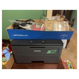 Brother Printer and Box of Mixed Electronics Accessories