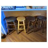 Collection of Four Assorted Wooden Bar Stools