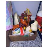Mixed Toy Lot Including Fisher-Price Clock and Snoopy Figure