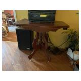 Victorian Walnut Pedestal Base Side Table with Casters