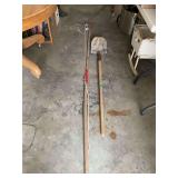 Wooden Pole with Cord and Long-Handled Shovel Lot