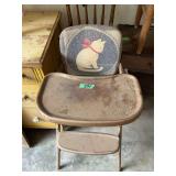 Two Children's High Chairs Including Wooden Spindle-Back and Metal Frame