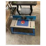 Benchtop Router Table with Blue Stand and Fence