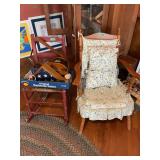 Lot of Two Wooden Chairs and Miscellaneous Decor Items