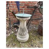 Cast Metal Sundial on Concrete Pedestal Base with Inscription