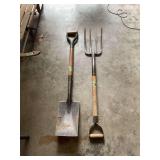 D-Handle Shovel and Four-Tine Pitchfork Lot