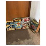 Set of Four Classic Comic Book Cover Art Panels Featuring Batman, Iron Man, X-Men, and Spider-Man