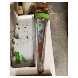 Standard Sanitary Mfg Co Cast Iron Toilet Tank Lid and Two Hand Saws Group