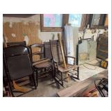 Assorted Chairs and Mirrors Lot Including Rocker and Caned Seat Chair