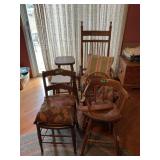 Assorted Wooden Chairs, Rocker, and Stools Group
