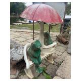 Concrete Frog Bench Garden Statues Set