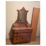 Wooden Dresser with Mirror and Dual Top Drawers