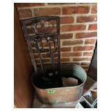 Wrought Iron Fireplace Tool Set with Stand and Copper Bucket