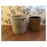 Western Stoneware Company 5-Gallon Maple Leaf Crock and 3-Gallon Crock