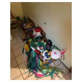 Assorted Fabric Holiday Decorations and Plush Toys in Boxes