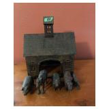 Cast Iron Stock Farm Barn with Animal Figurines