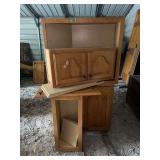 Oak Wood Kitchen Cabinet Lot with Upper and Lower Units