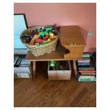 Wooden Toy Blocks with Basket and Storage Stand