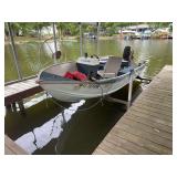 Lowe Aluminum Fishing Boat with Mercury Outboard Motor and Lowrance Fish Finder