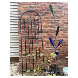 Metal Garden Trellis and Bottle Tree Lawn Ornament