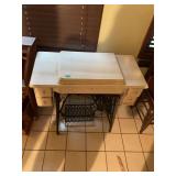 Singer Treadle Sewing Machine in Painted Cabinet