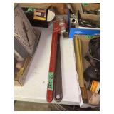 Lot of Two 24-Inch Pipe Wrenches Trimo Burgess and Blue Grass