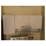 White Wall-Mounted Storage Cabinet Unit with Open Shelf