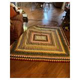 Handmade Multi-Pattern Patchwork Quilt with Scalloped Border