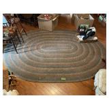 Large Oval Braided Area Rug with Multi-Color Pattern