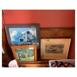 Assorted Framed Art Prints and Paintings Lot of 5