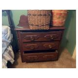 Wooden Three-Drawer Dresser with Spindle Accents