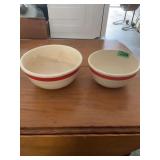 Set of Two Ceramic Mixing Bowls with Red Stripe