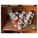 Collection of Ten Budweiser Holiday Beer Steins