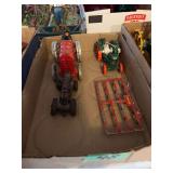 Collection of Diecast Farm Toys Including Tractors and Oliver Implement