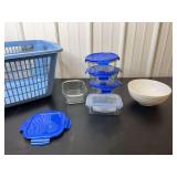 Kitchen Storage Set with Glass Containers, Ceramic Bowl, and Laundry Basket