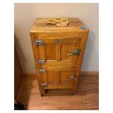Herrick Refrigerator Co. Wooden Ice Box with Ice Service Sign and Pick