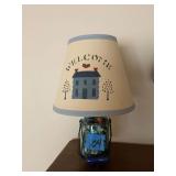 Craft Supply Filled Glass Jar Table Lamp with Patterned Shade