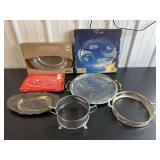 Assorted Serveware Lot including Oneida, Mikasa, and Silver-Plated Trays